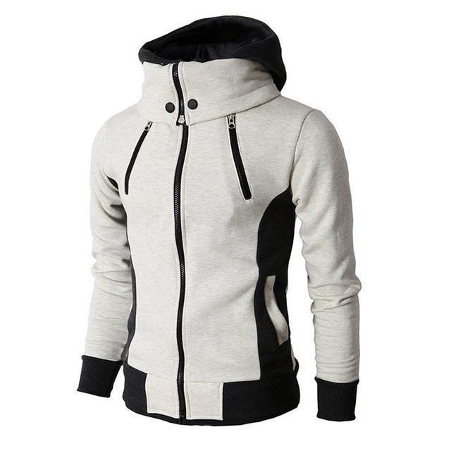 New Men's Slim Zipper Hoodie - Casual Turtleneck Sweatshirt