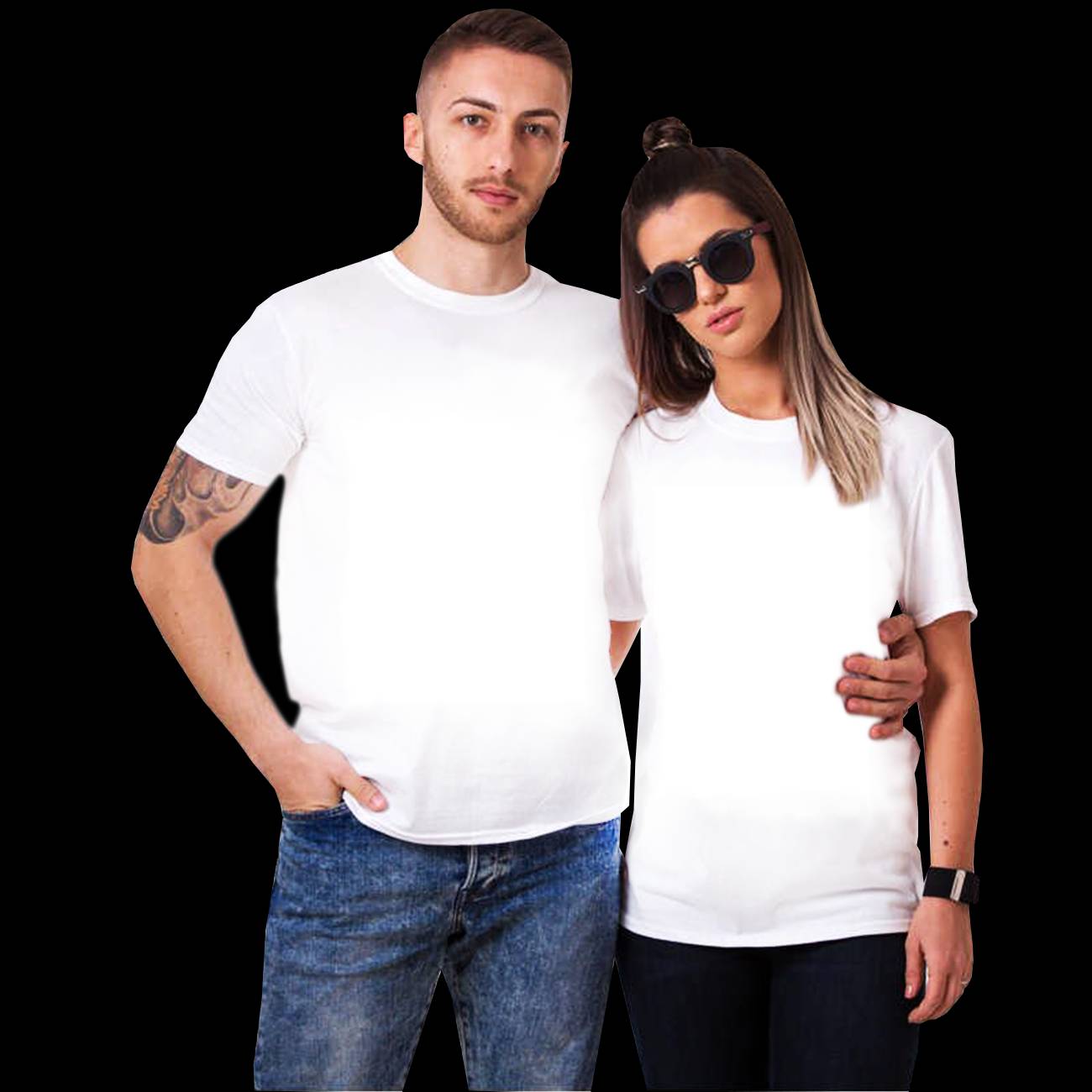 TKO21-F Personalized Unisex Crew Neck Short Sleeve T-Shirt - White (Couple T-shirt)