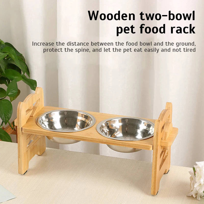 Adjustable Bamboo Pet Feeder for Health & Comfort