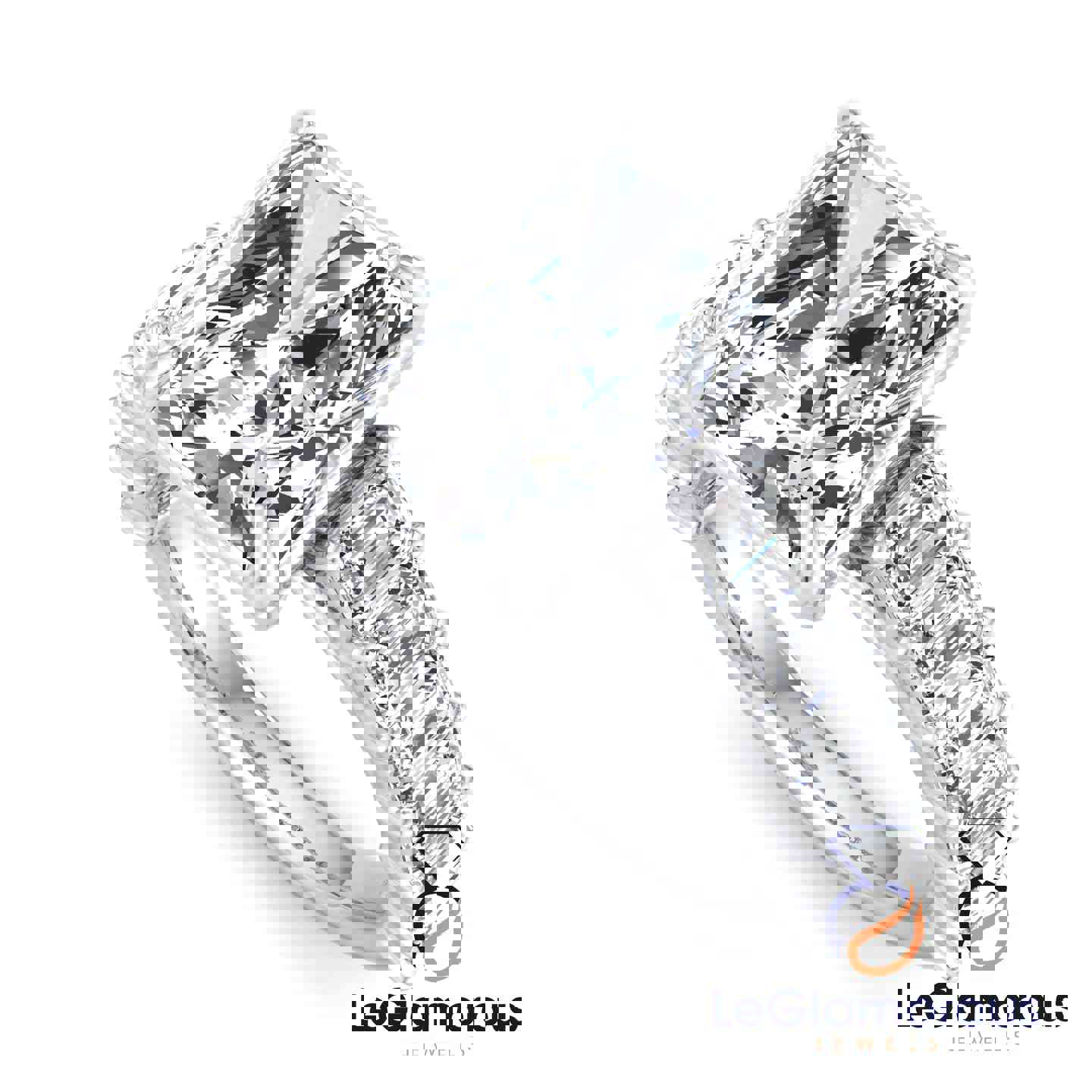 Radiant Cut Lab Grown Diamond Pave Engagement Ring - IGI Certified