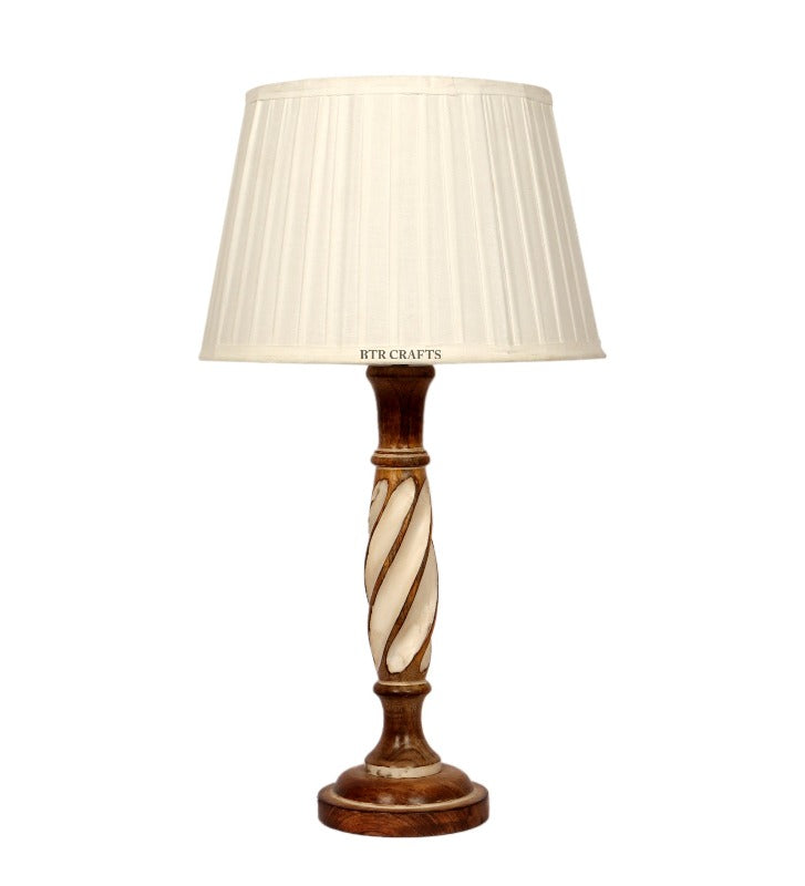BTR CRAFTS Twister Wooden Table Lamp (Bulb not Included)