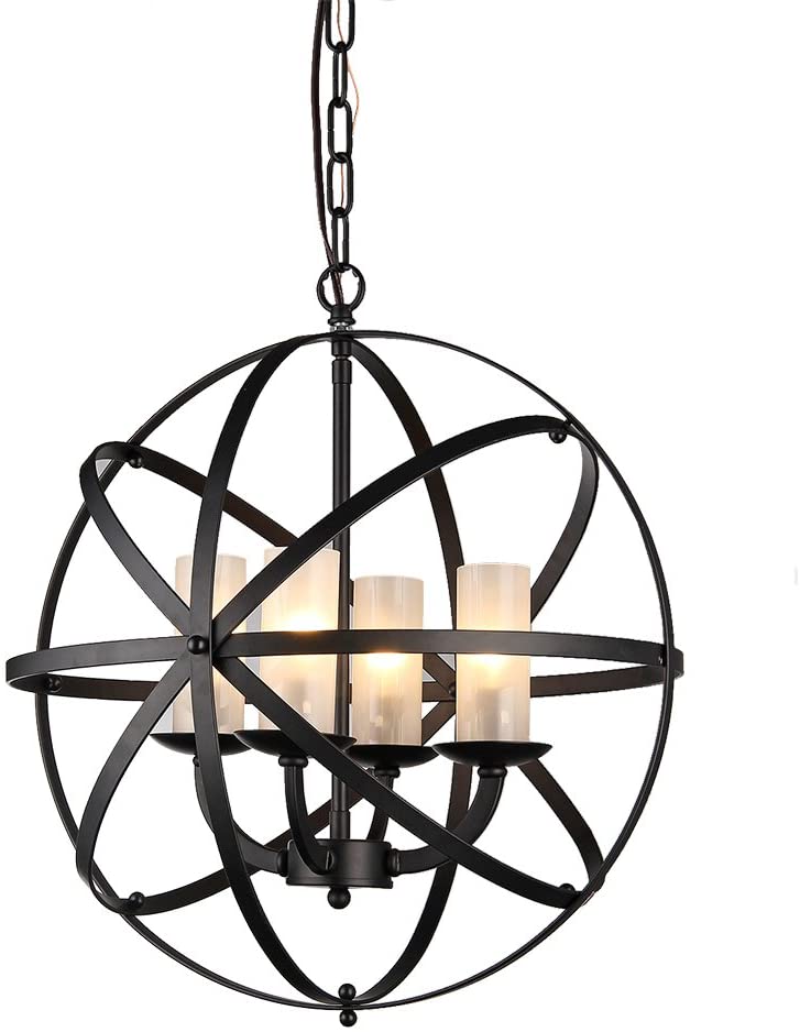 Mandisa 4-light Black-finish 18-inch Globe Chandelier
