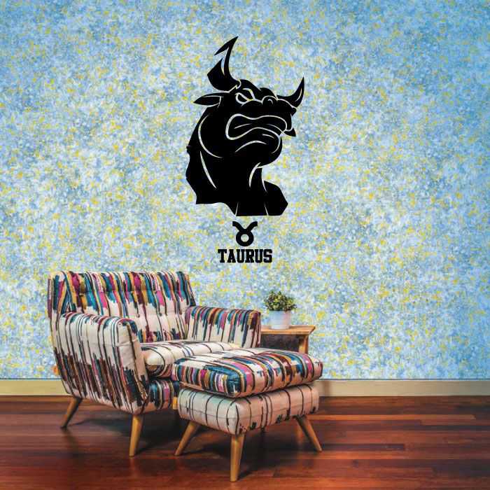 Horoscope Vinyl Wall Art Sticker Decal - Taurus Bull Tough Emblem Symbol