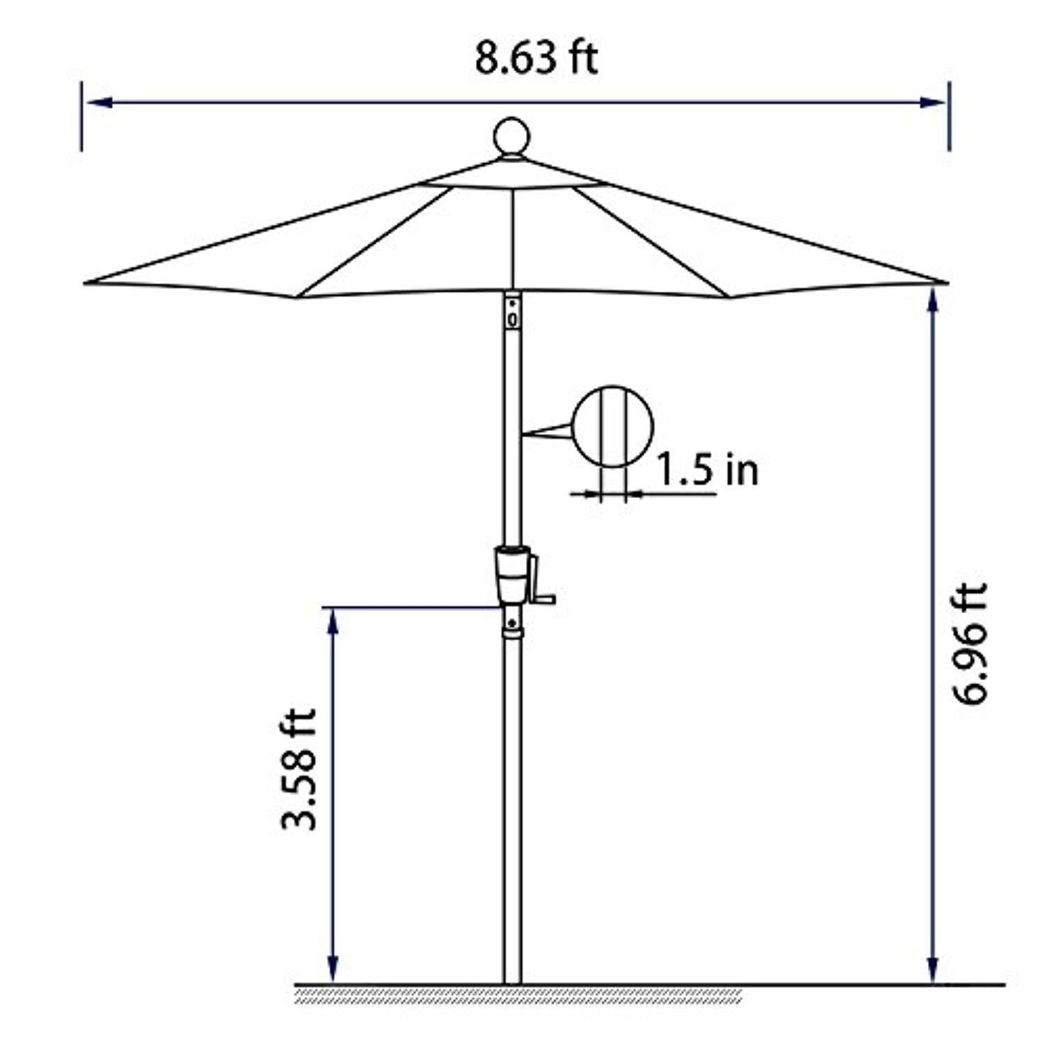 LCH 9 ft Outdoor Umbrella with Tilt Crank and Cover (Blue)