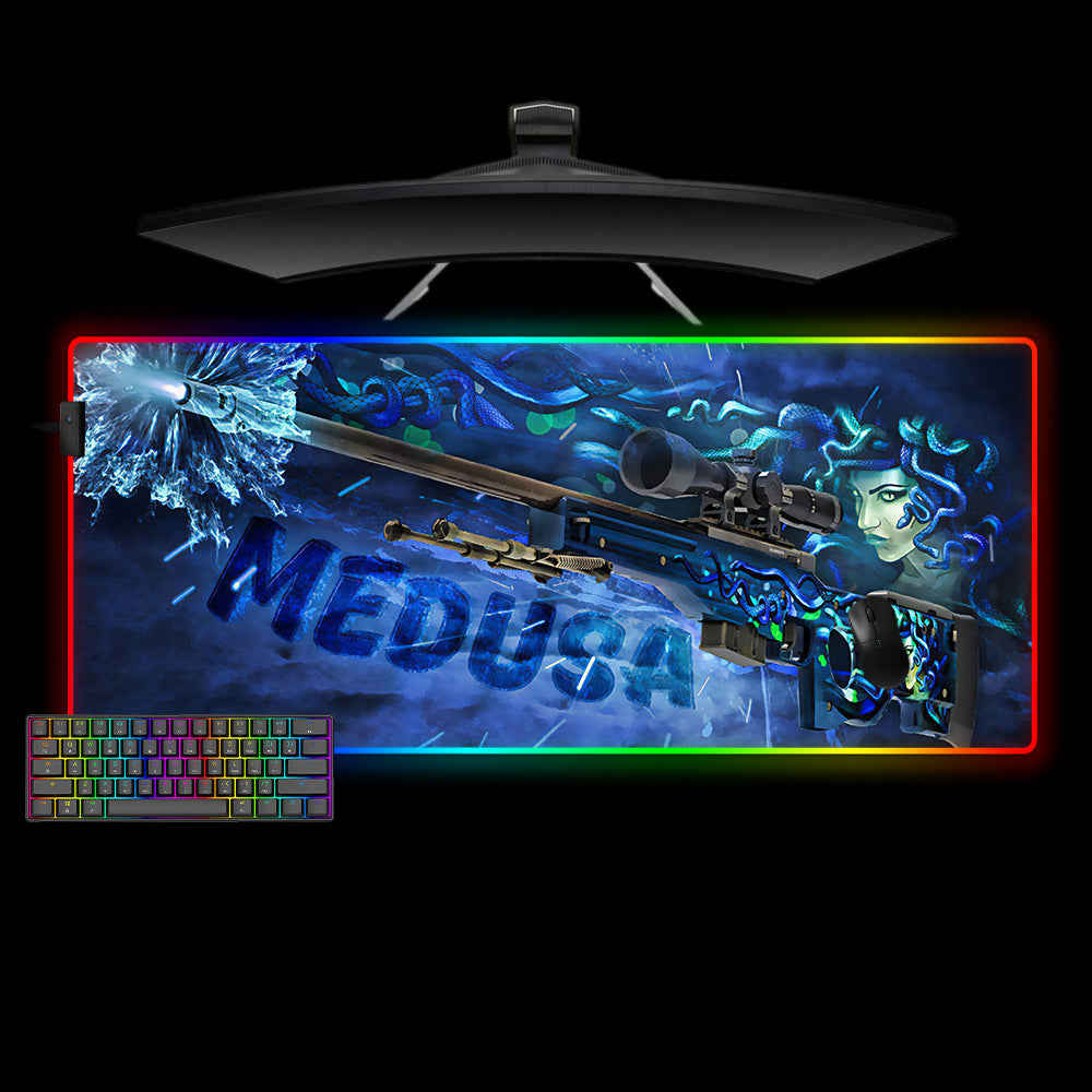 Counter-Strike AWP Medusa Design RGB Gaming Mouse Pad with LED Strip