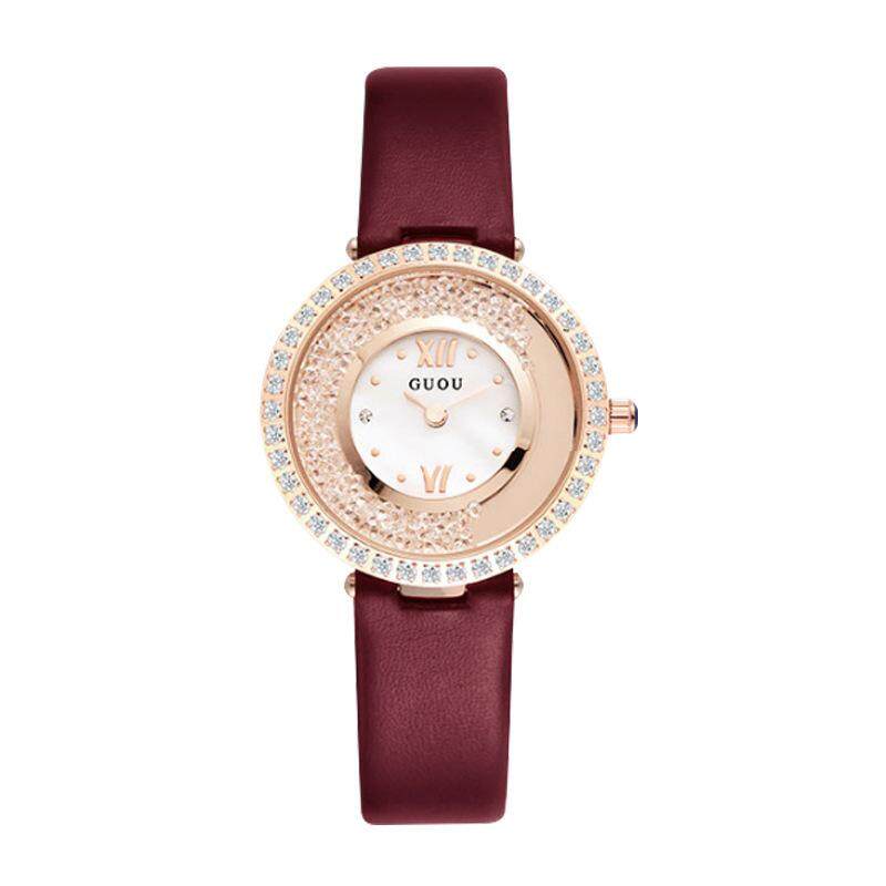 GUOU 8217 New Online Celebrity Tiktok Same Starry Sky Watch Women's Fashion Trend Diamond Inlaid Korean Version Full Diamond Female Watch for Students