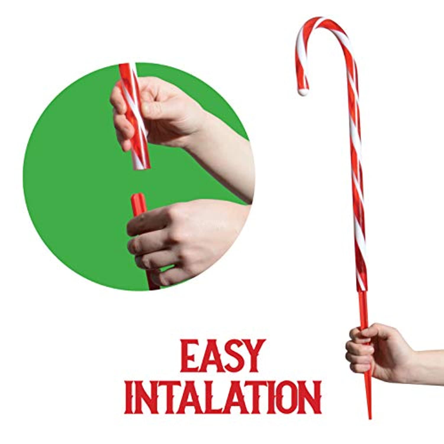 Prextex 12 Christmas Candy Cane Pathway Lights Markers for Indoor and Outdoor Use