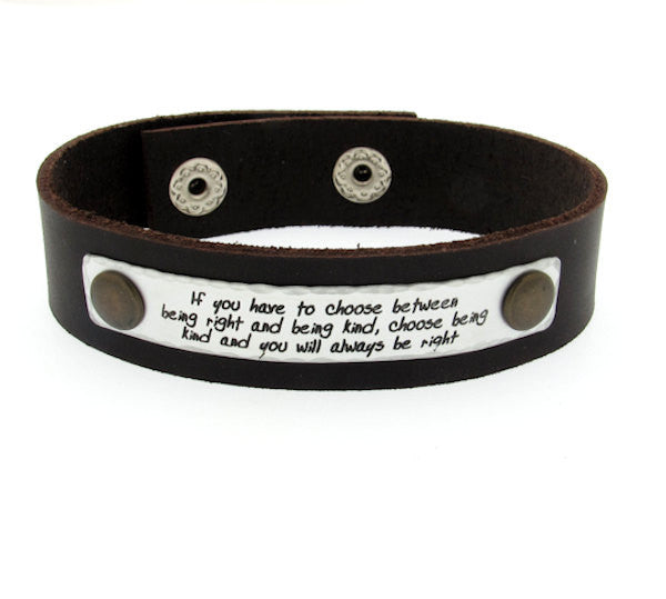 Personalized Quote Bracelet - Custom Engraved Leather Bracelet for Men