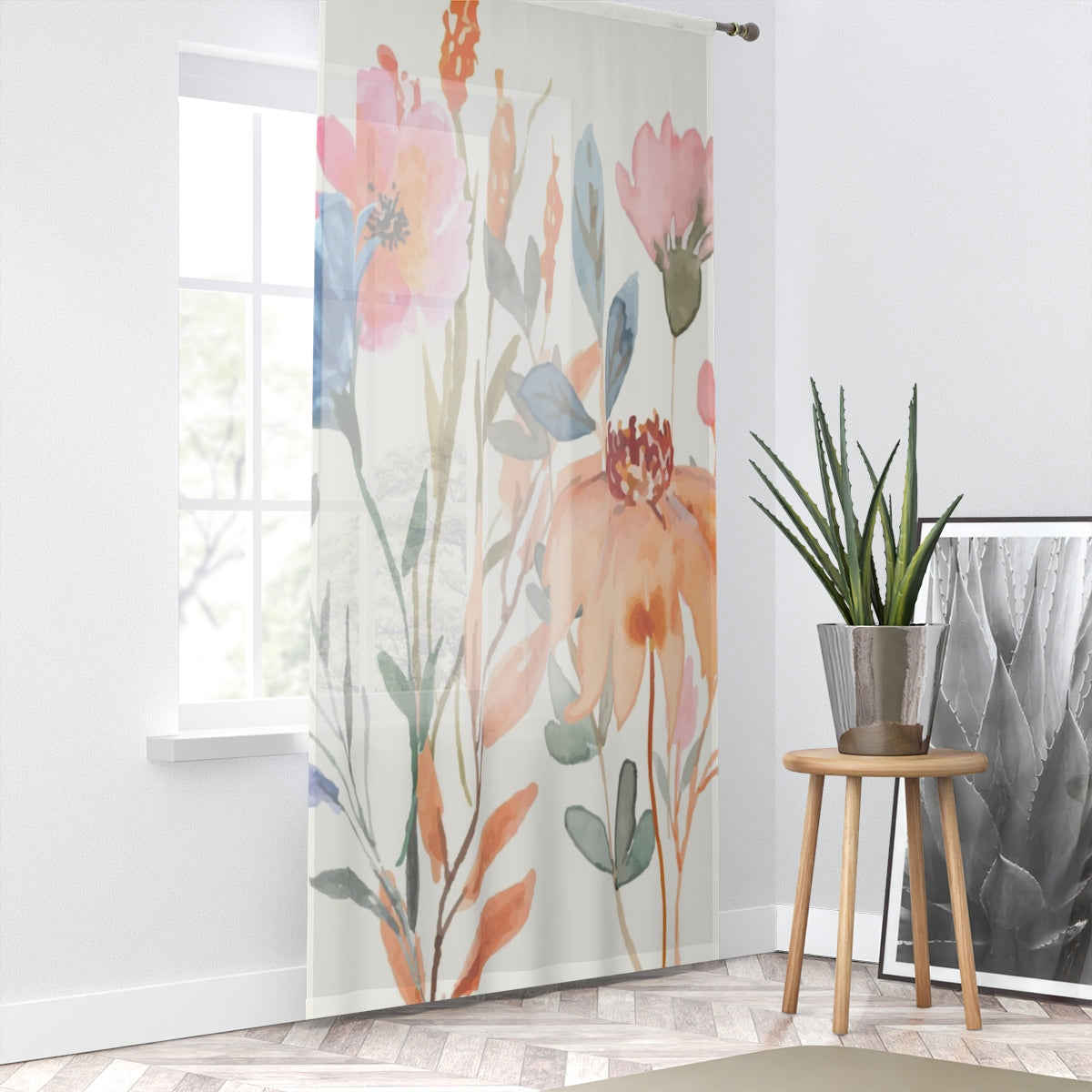 WILDFLOWERS WATERCOLORS - SHEER Window Curtain