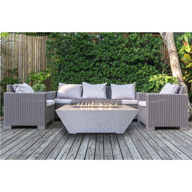 Athena Fireglass Olympus Linear 60x30 Rectangular Concrete Propane Fire Pit Table