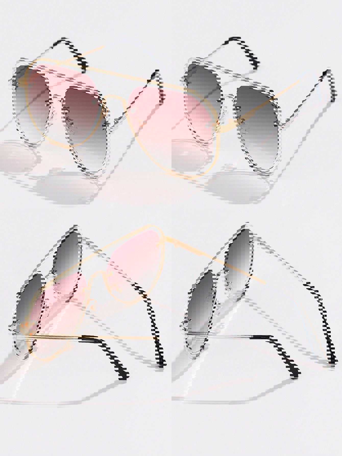 1pc Unisex Hollow Out Metallic Frame Retro Frog Mirror Sunglasses