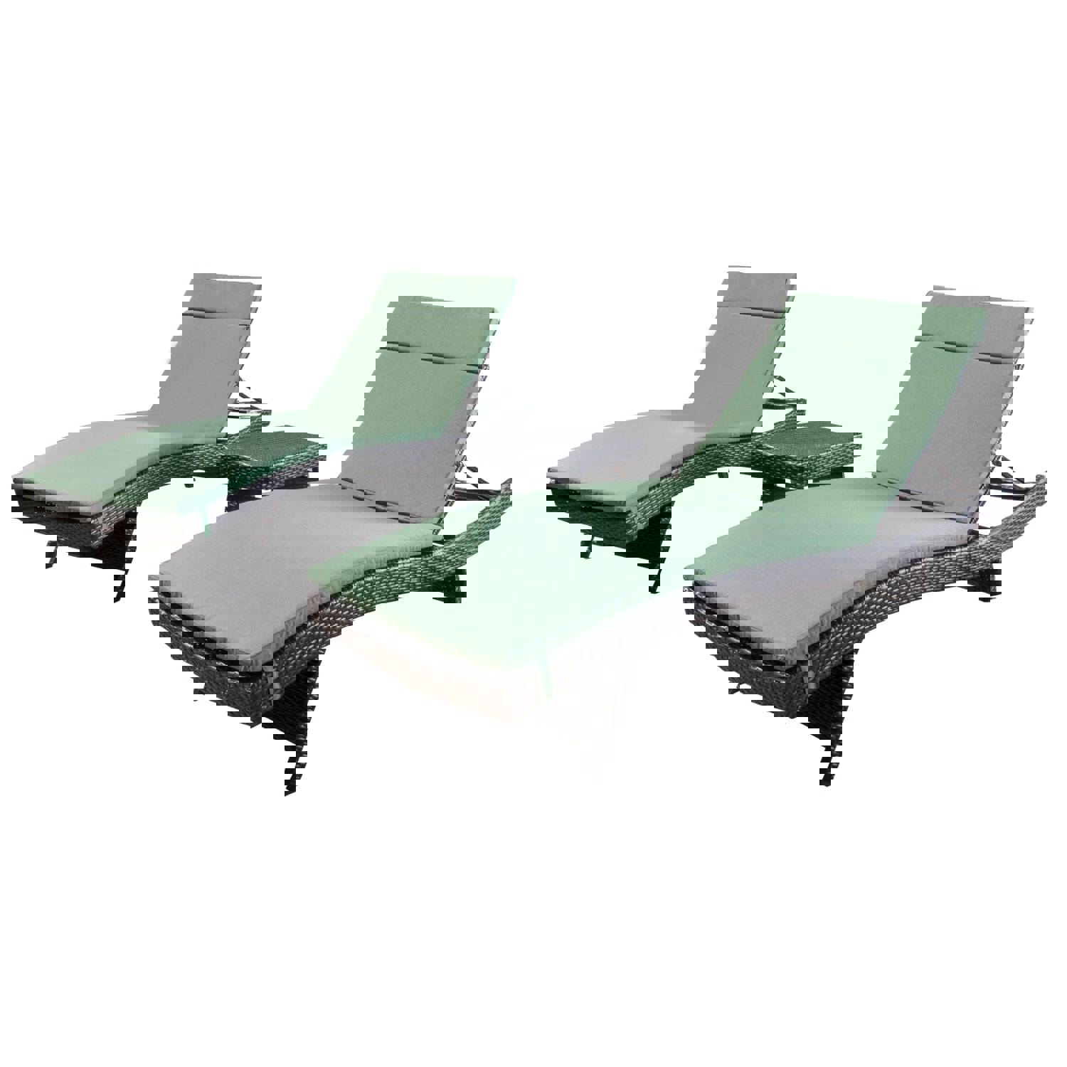 Lakeport 3pc Outdoor Brown Wicker Chaise Lounge Chair & Table Set