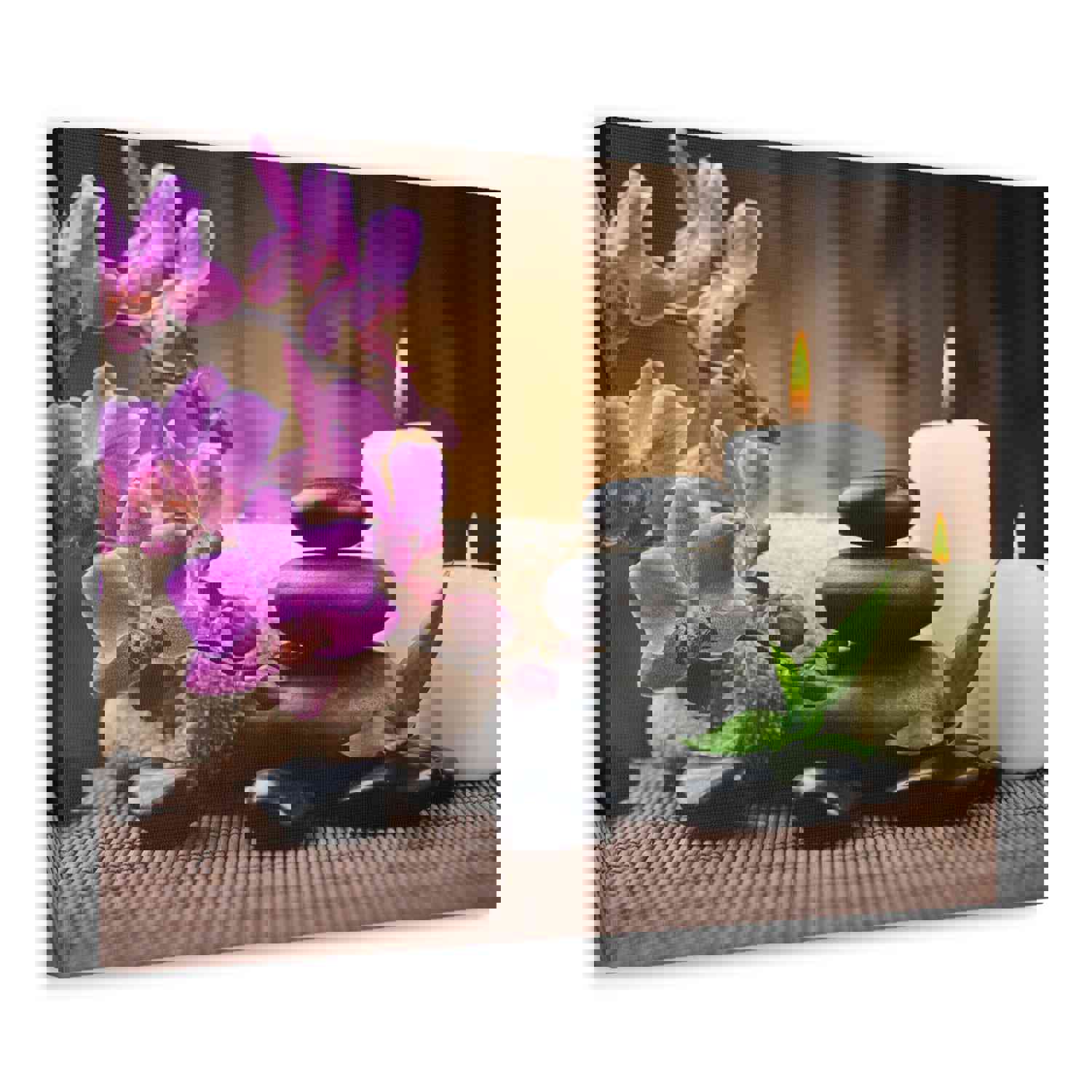 Stones and Bamboo Forest Floral Nature Photography Canvas Wall Art for Home Decor