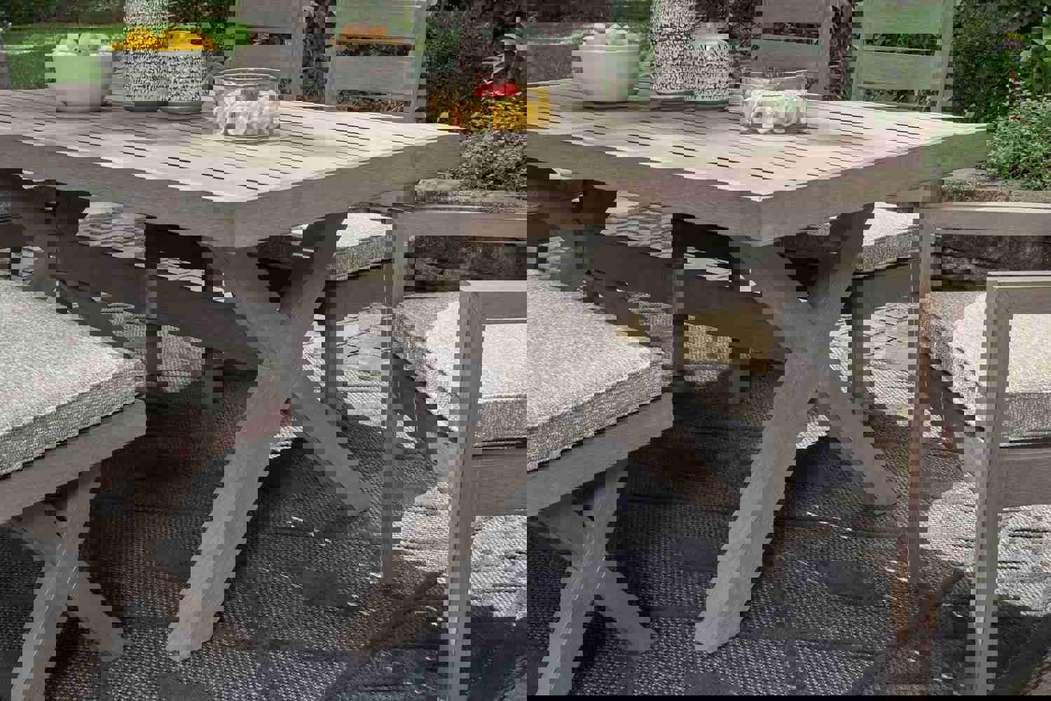 Hillside Barn - Brown Rectangular Dining Table with Umbrella Option