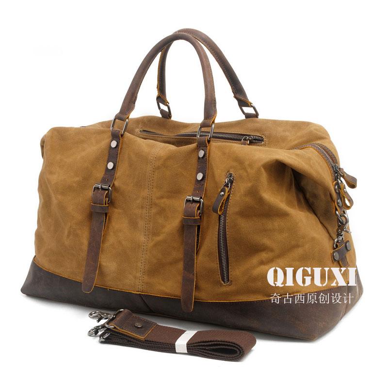 Men's Waxed Canvas Weekender Travel Overnight Bag