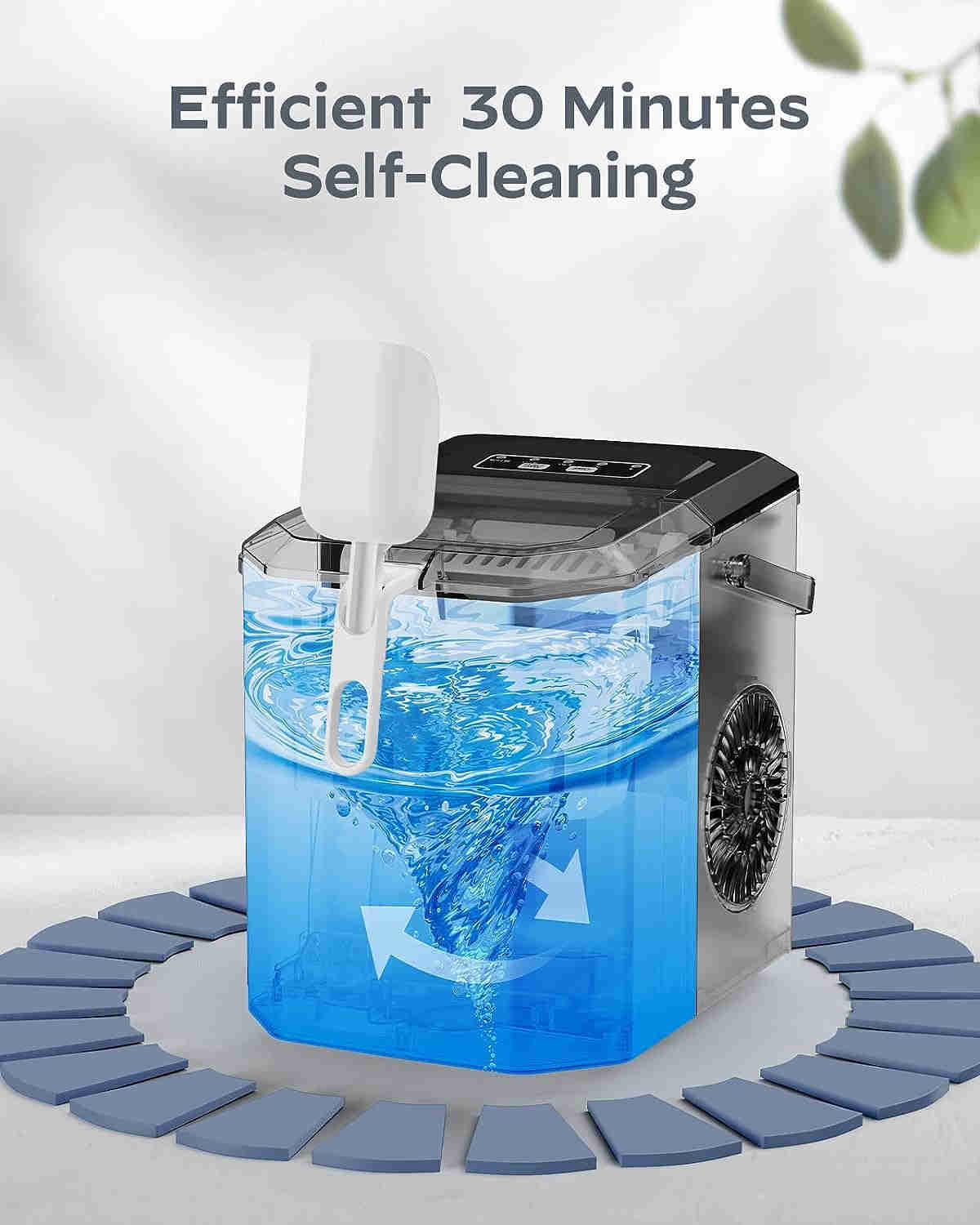 Portable Ice Maker Countertop with Self-Cleaning Function, 26 Lbs/Day, Stainless Steel