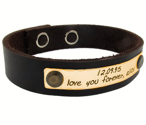 Personalized Quote Bracelet - Custom Engraved Leather Bracelet for Men