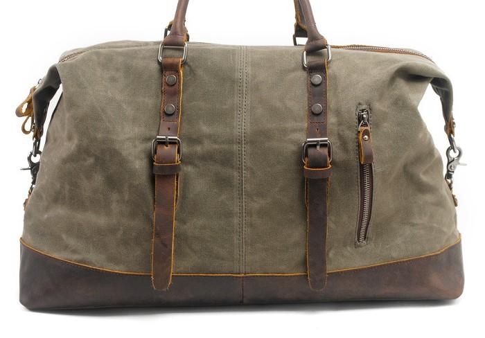 Men's Waxed Canvas Weekender Travel Overnight Bag