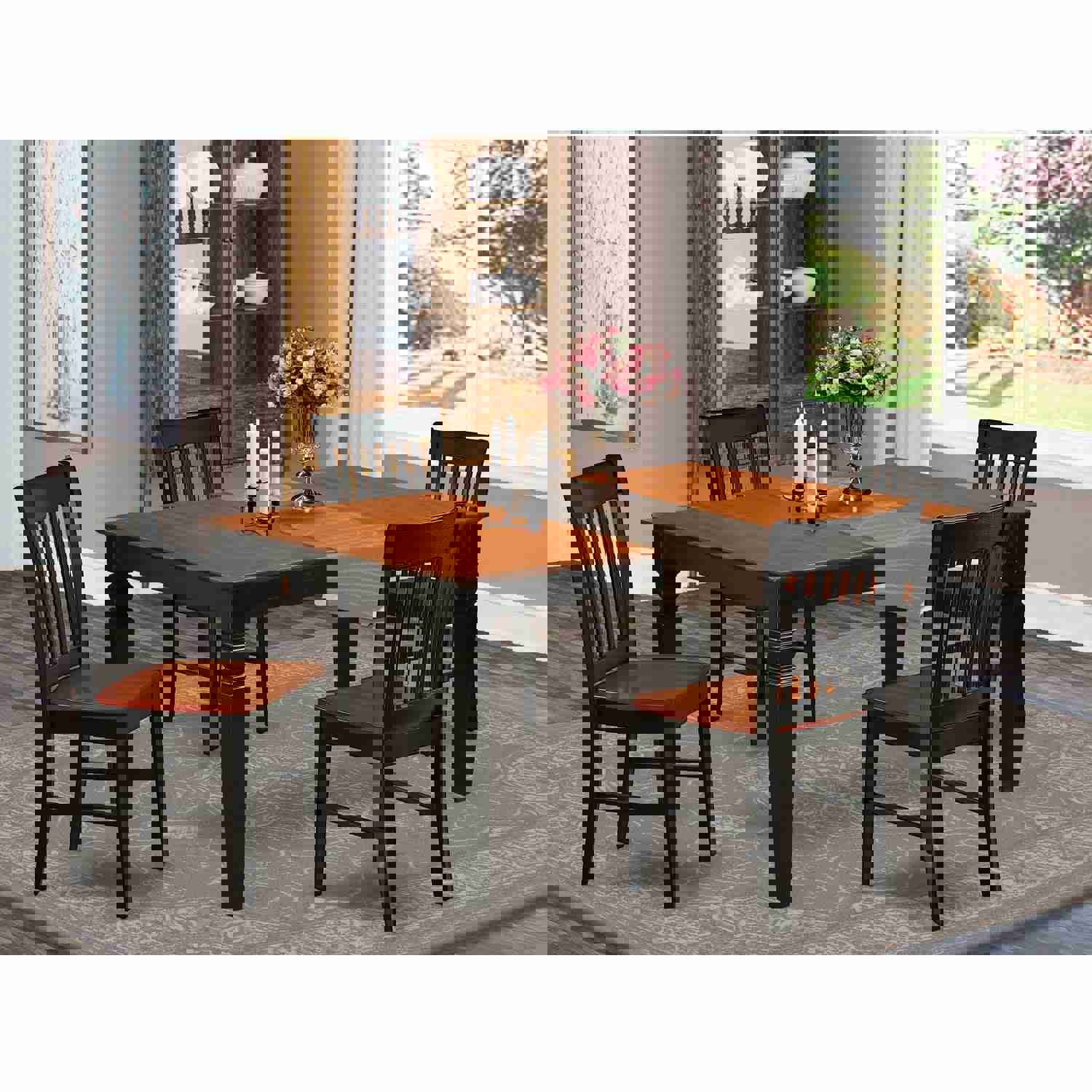 East West Furniture WENO5-BCH-W 5 Piece Kitchen Table Set for 4 with Rectangle Dining Table and 4 Chairs, Black & Cherry