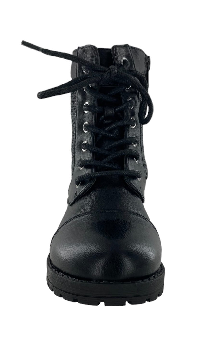 Gotta Flurt Girls Swag II G Black Sequin Short Shaft Combat Boot