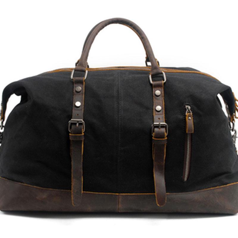 Men's Waxed Canvas Weekender Travel Overnight Bag