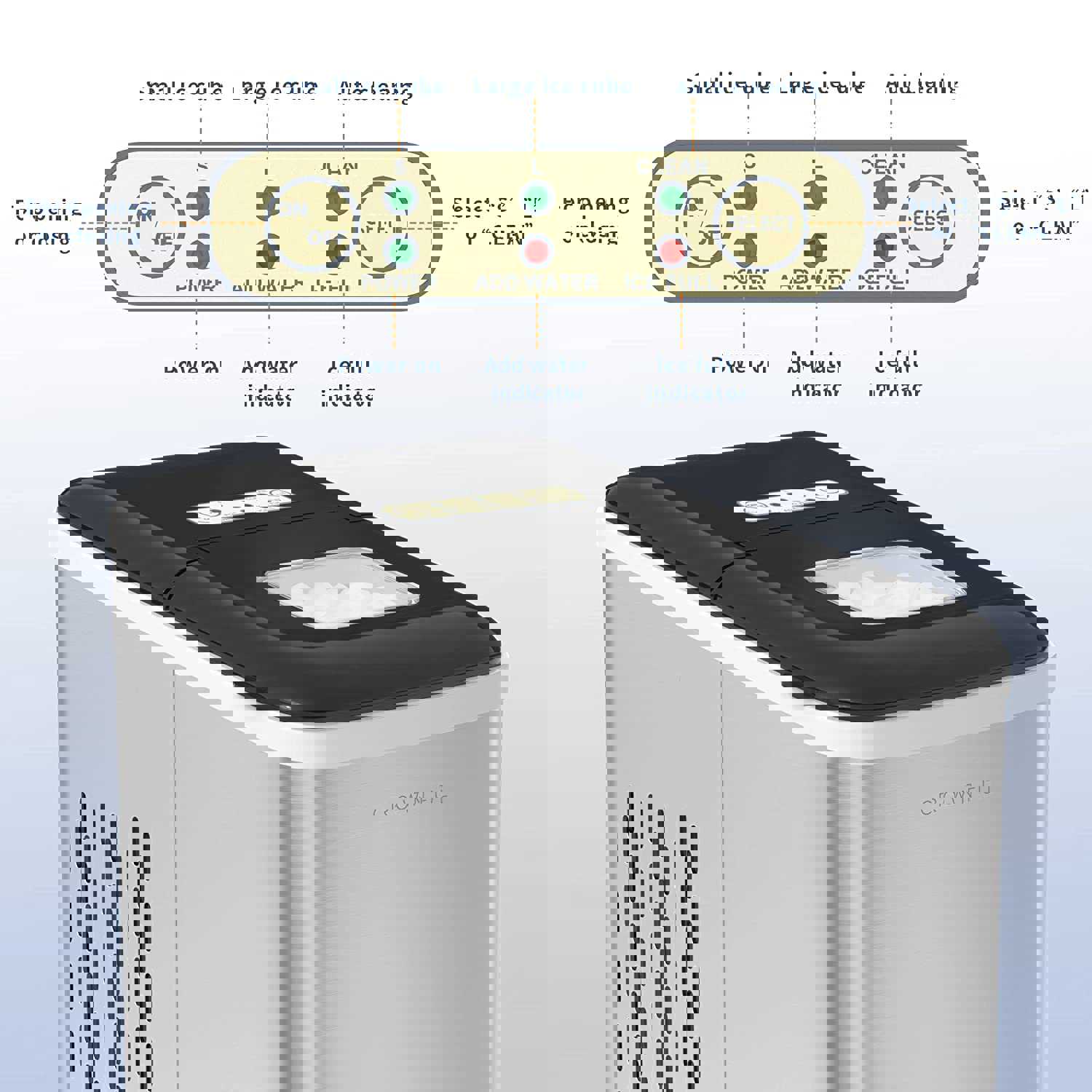 CROWNFUL Countertop Ice Maker Machine, 9 Bullet Cubes, Silver