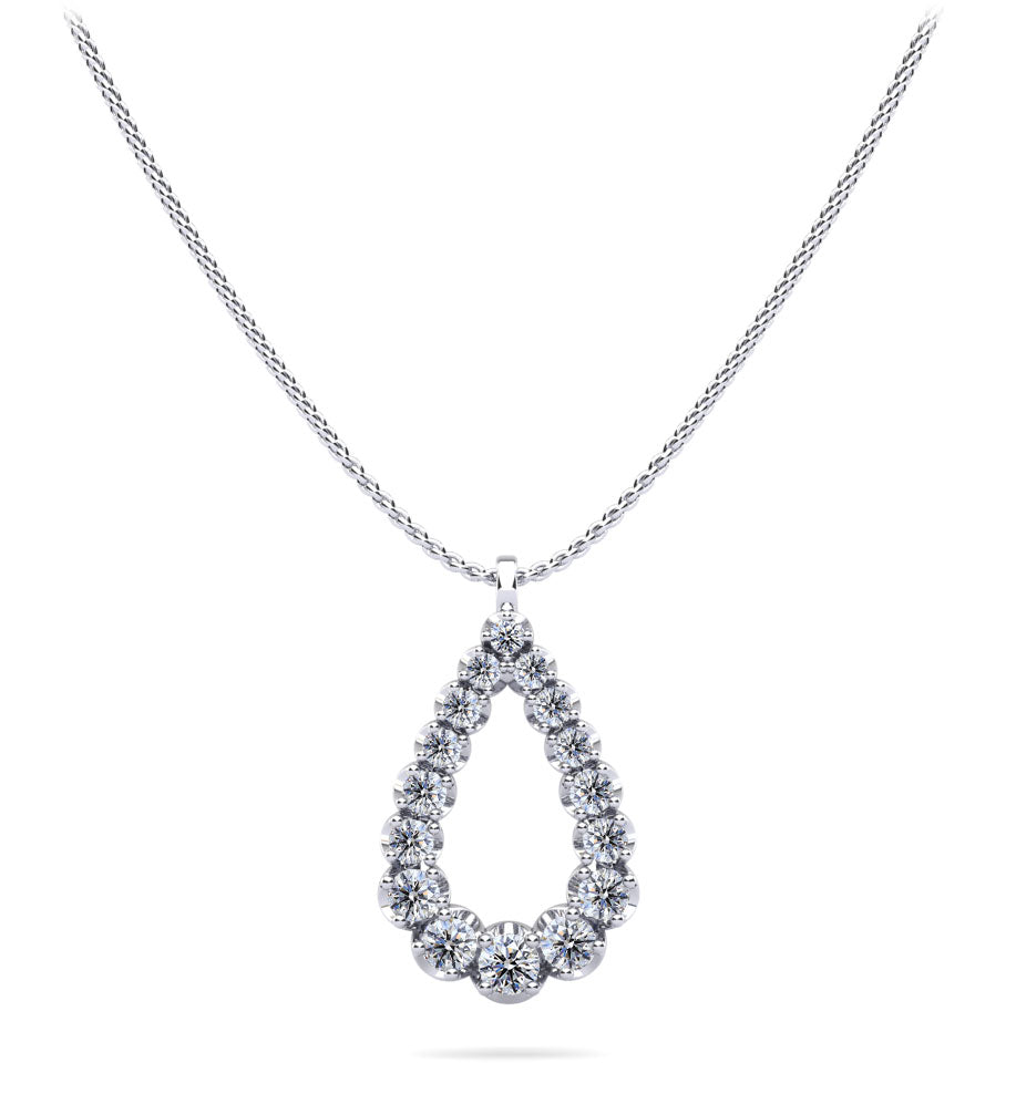 Natural Diamond Brilliant Cut Pendant in 14K White Gold