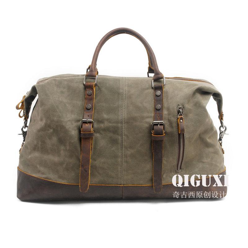 Men's Waxed Canvas Weekender Travel Overnight Bag