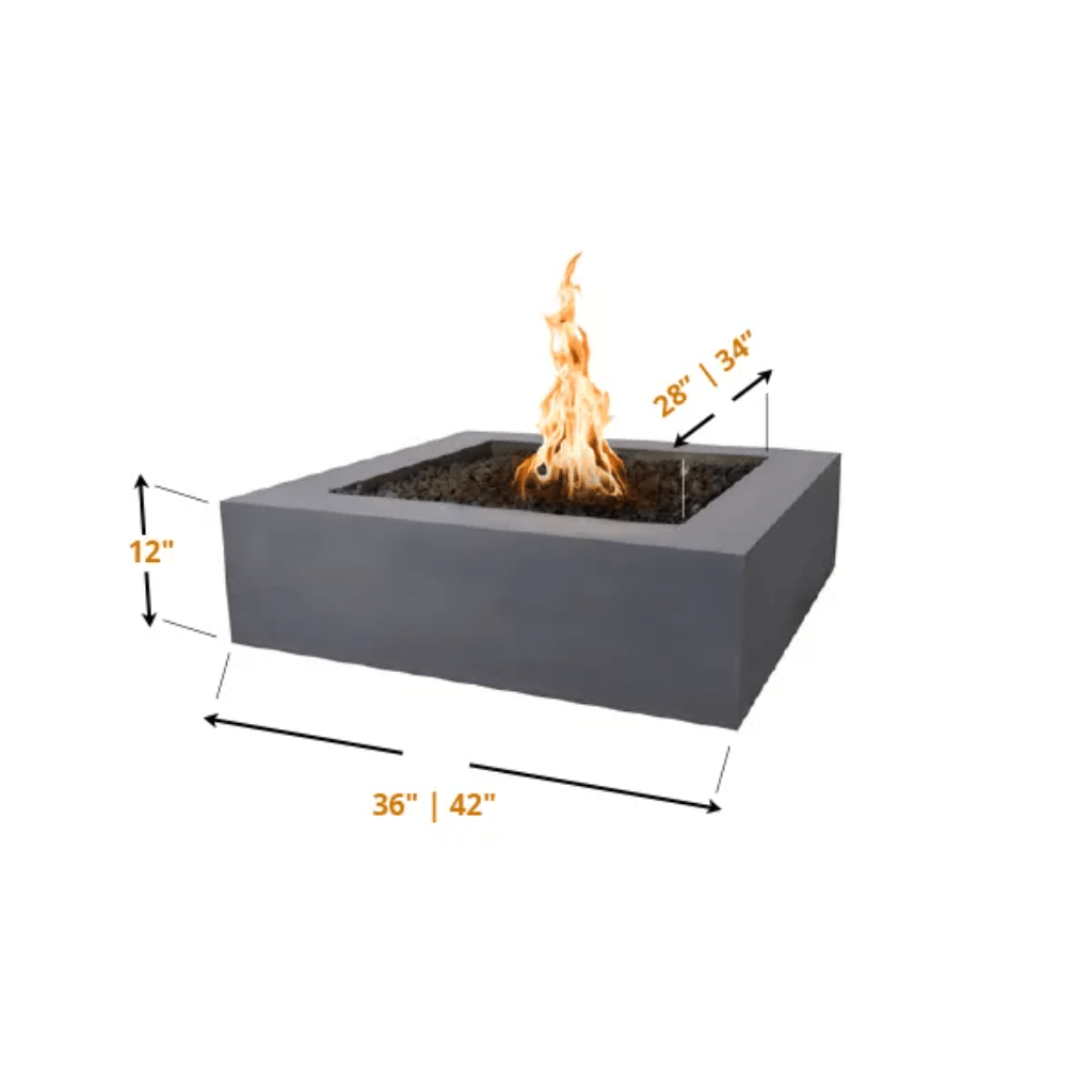 The Outdoor Plus - Quad GFRC Concrete Square Natural Gas Fire Pit 36