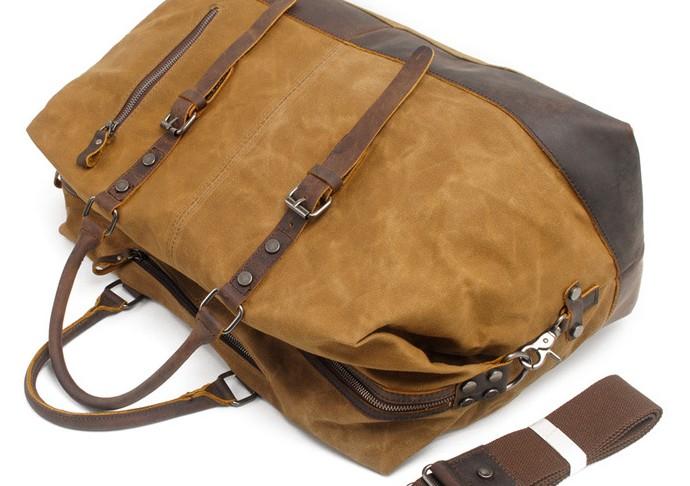 Men's Waxed Canvas Weekender Travel Overnight Bag