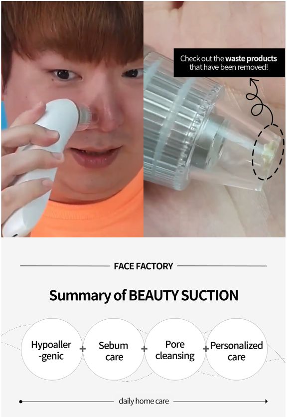 FACE FACTORY BEAUTY SUCTION - Korean Premium Blackhead Remover Vacuum for Pore Sebum Removal