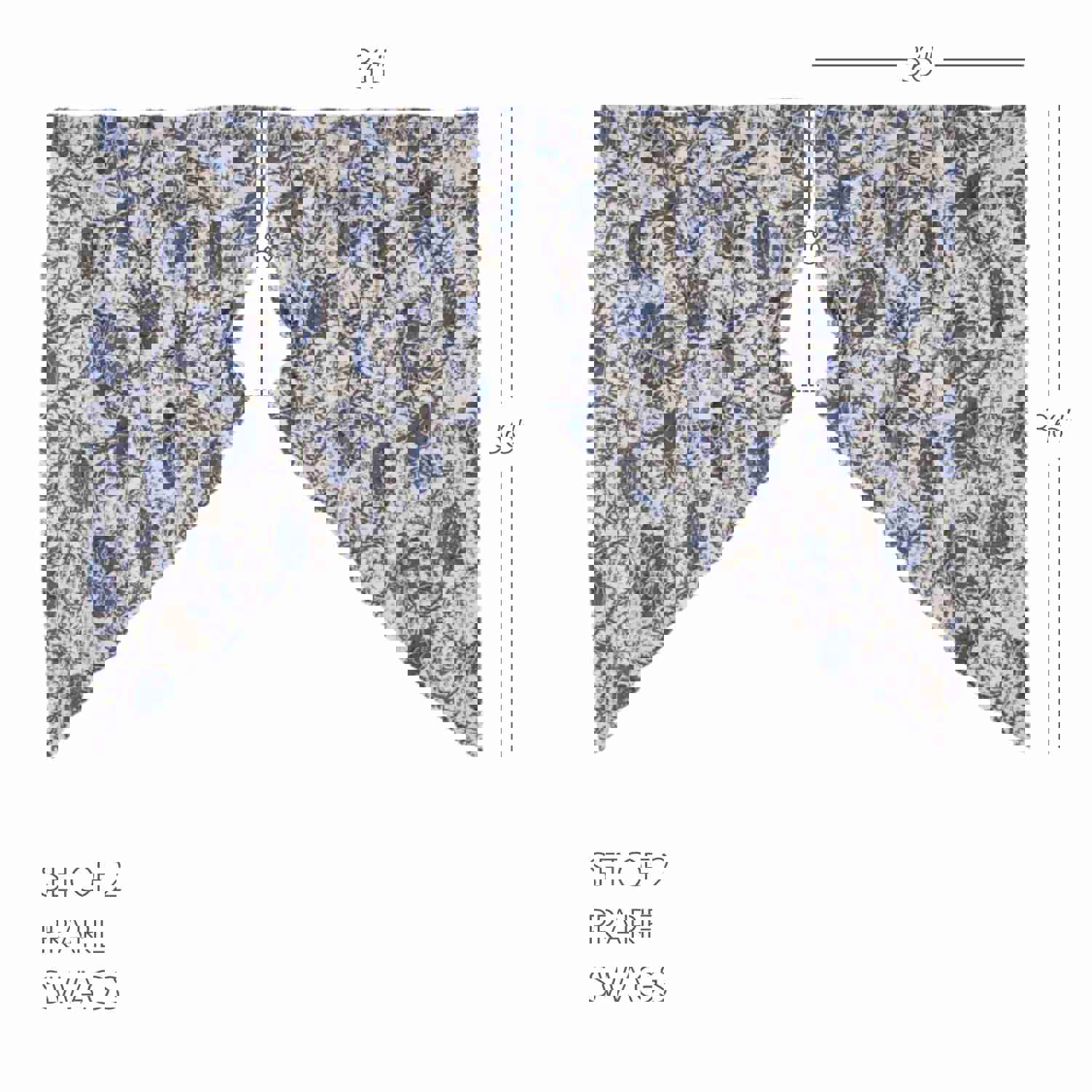 Dorset Navy Floral Prairie Swag Set of 2 - Farmhouse Style Window Decor