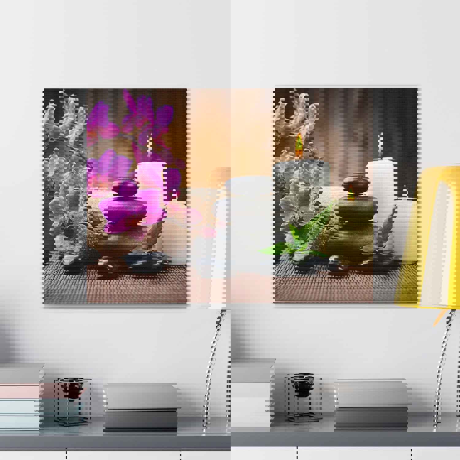 Stones and Bamboo Forest Floral Nature Photography Canvas Wall Art for Home Decor