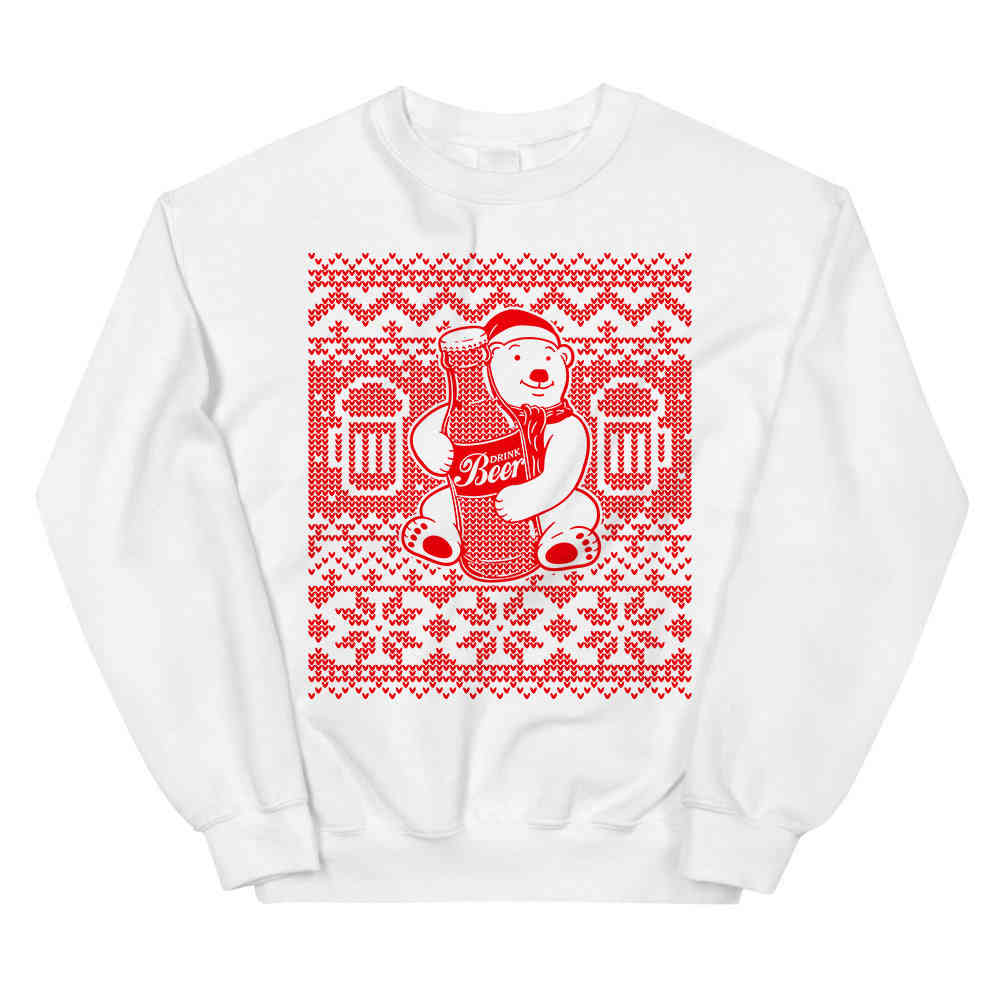 Drink Beer Ugly Christmas Crewneck Sweatshirt - Soft Holiday Party Sweater