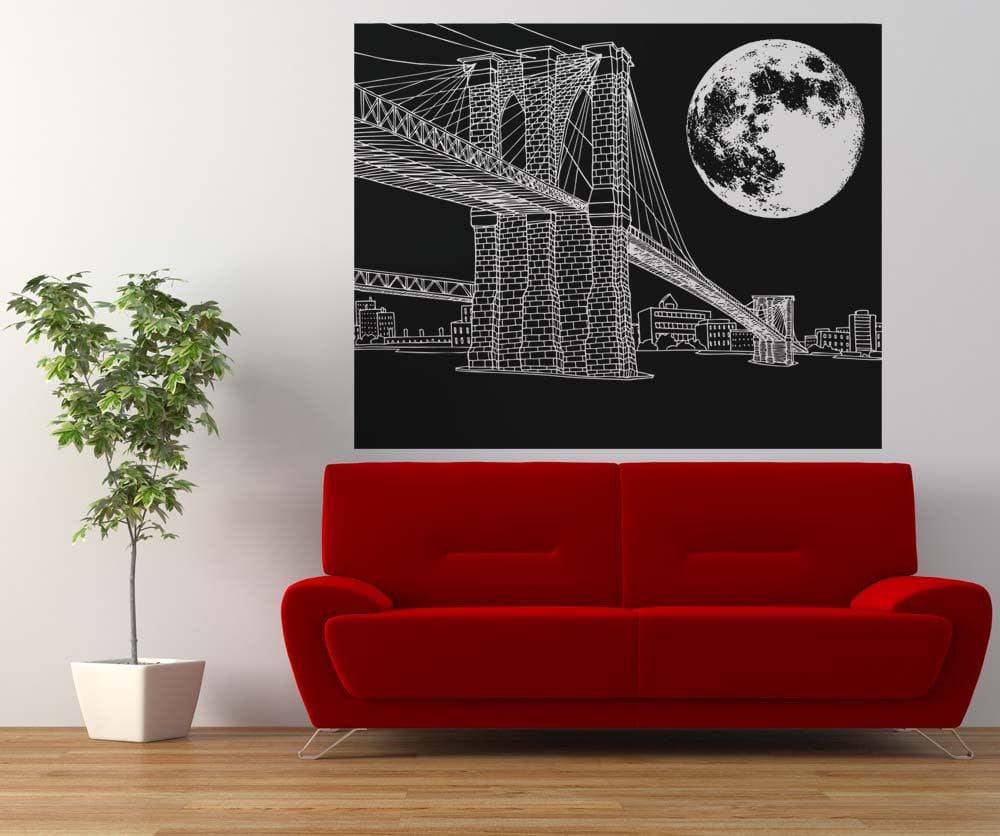 Brooklyn Bridge Night Scene Wall Decal (Die-cut) - #5214