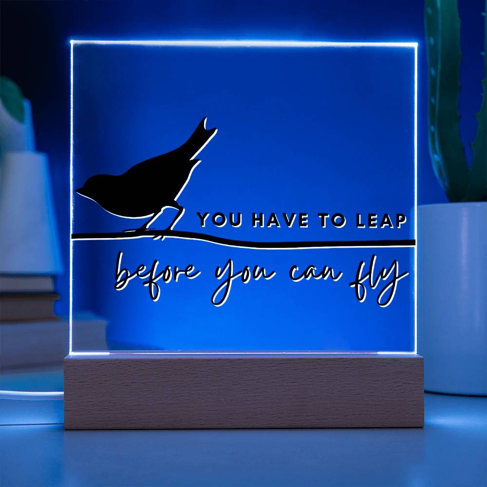 You Have To Leap - Motivational Acrylic Plaque with LED Night Light - Inspirational Home Decor