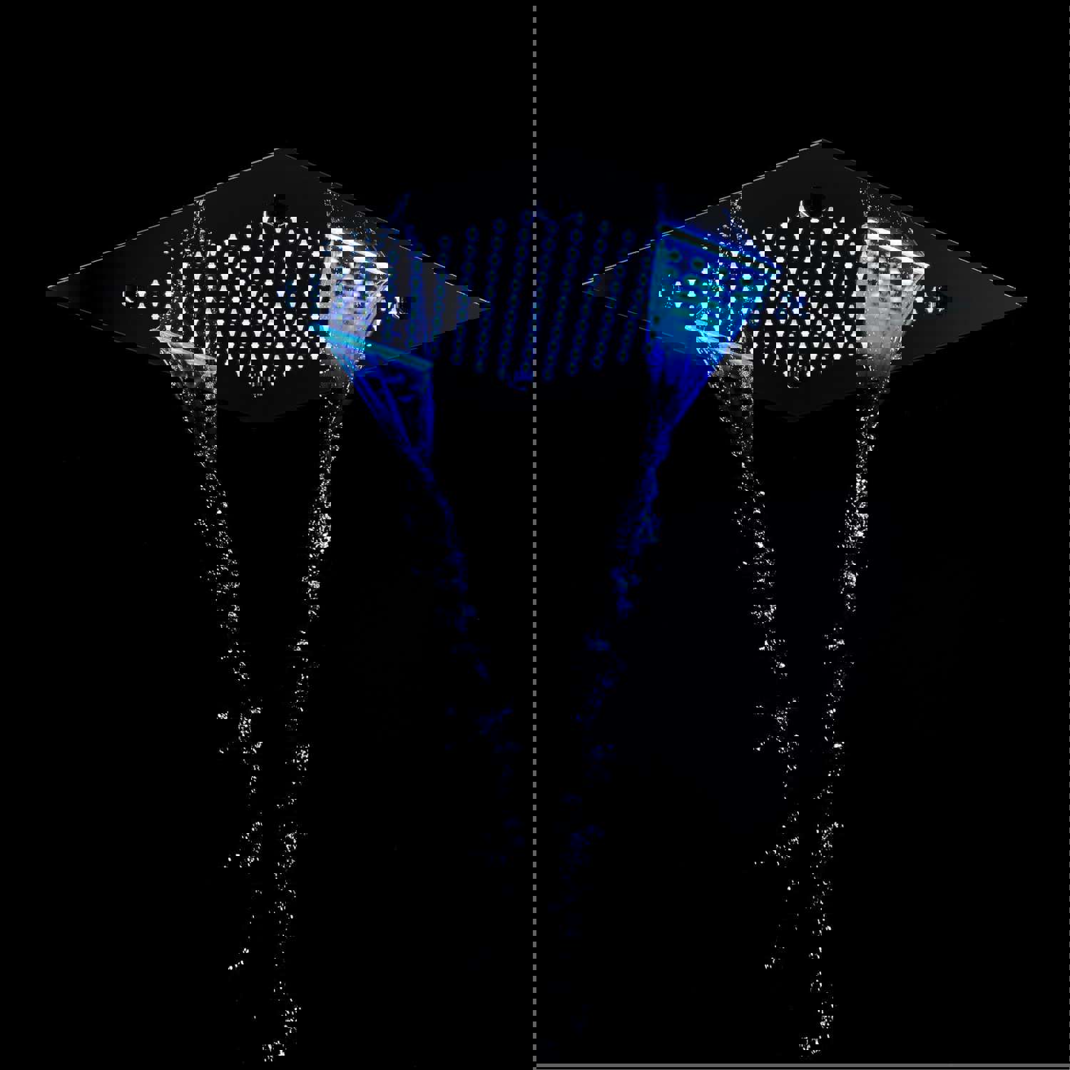 MONACO BLACK 20x20 Complete Luxury LED Music Shower Set with Rainfall, Waterfall, Mist Spray and 6x Body Jets