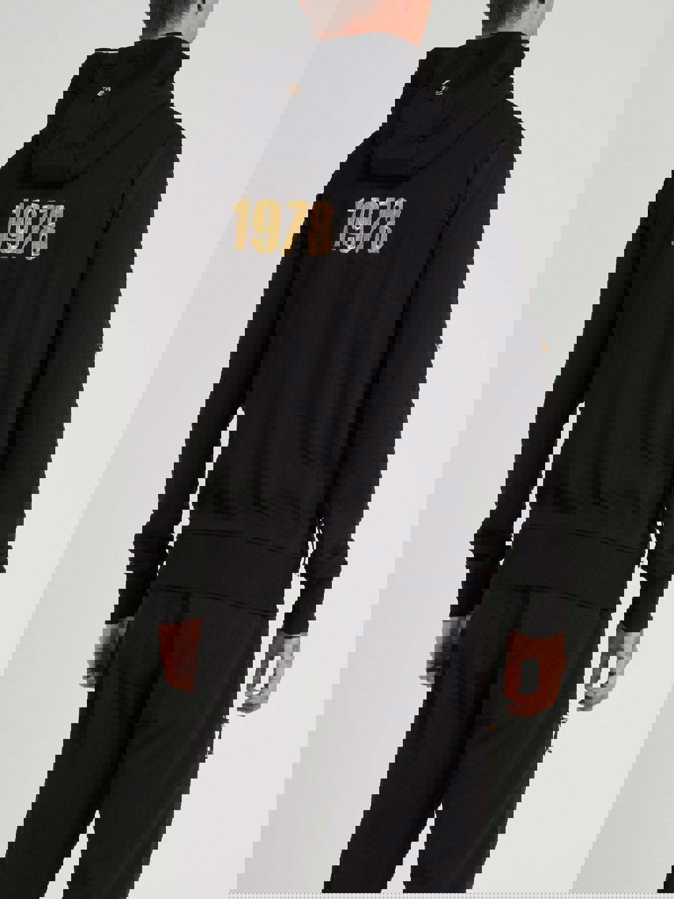 Black Logo Embellished Drawstring Hoodie by Philipp Plein