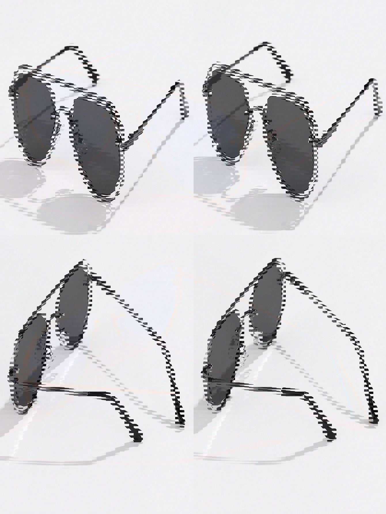 1pc Unisex Hollow Out Metallic Frame Retro Frog Mirror Sunglasses