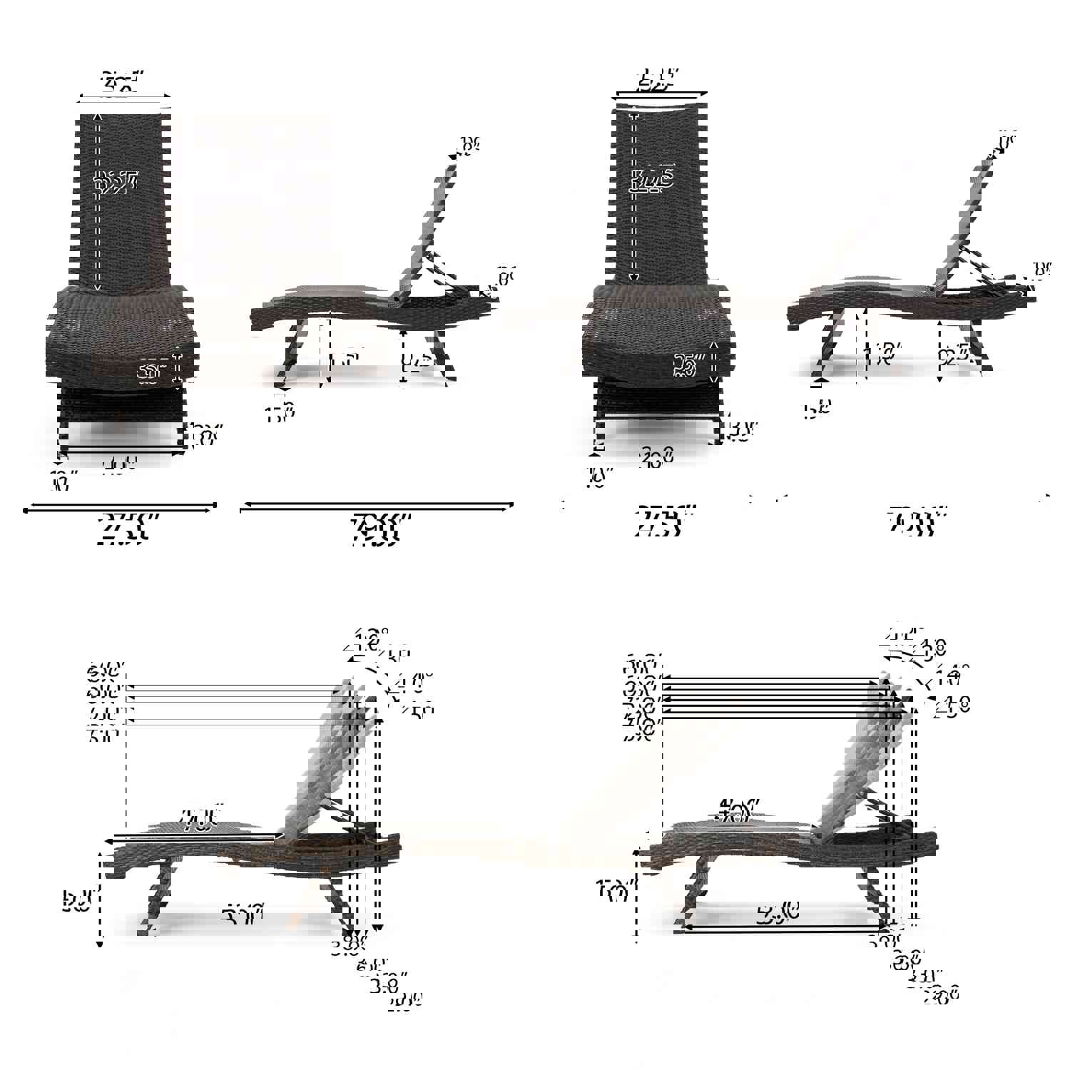Lakeport 3pc Outdoor Brown Wicker Chaise Lounge Chair & Table Set