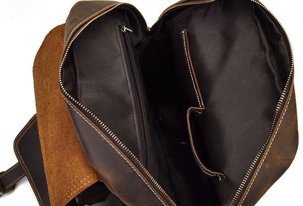 Premium Leather Men's Travel Backpack - Large Coffee Backpack with 13-inch Laptop Compartment