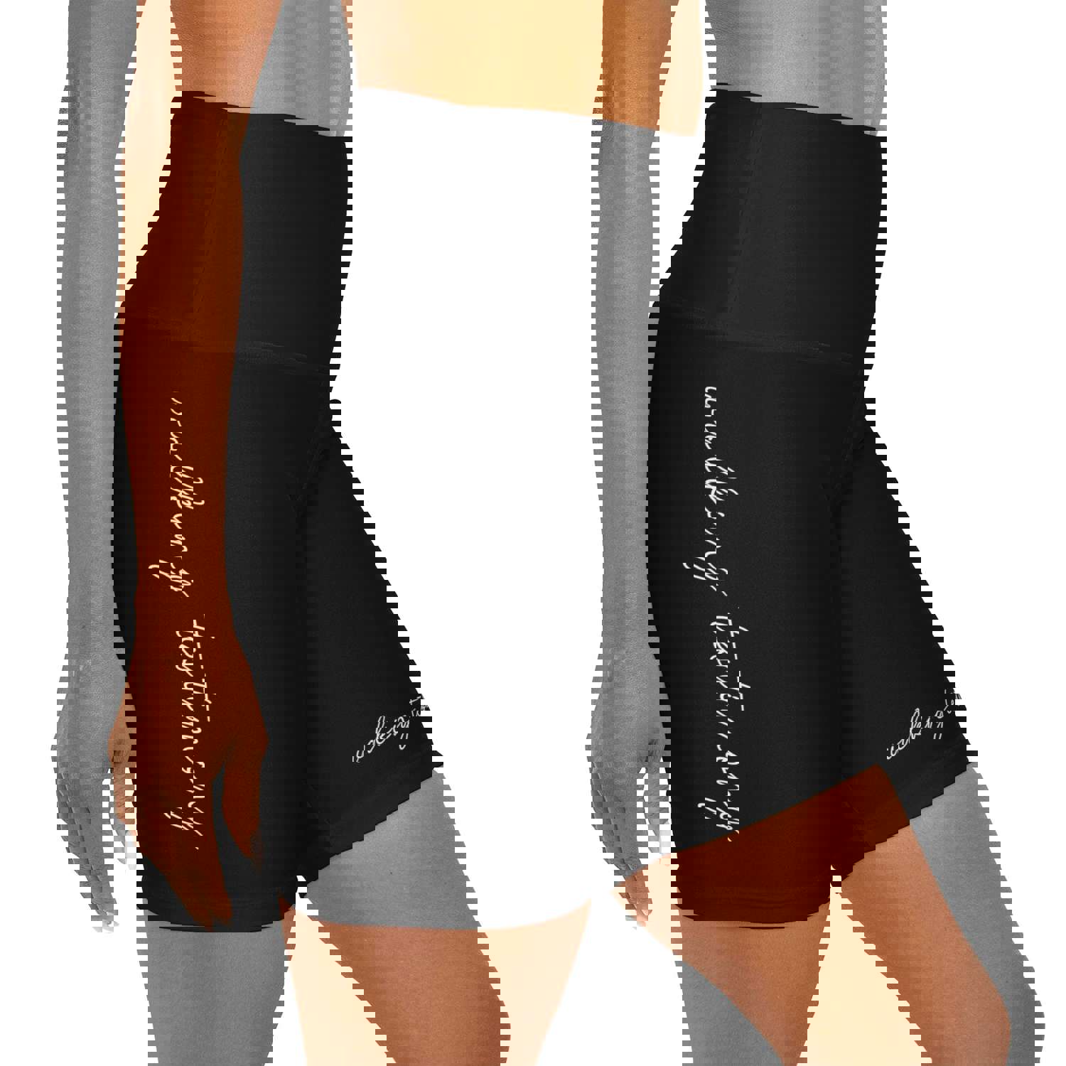 Women's High Waisted Black Yoga Shorts - Say It Soul Walking Testimony T-shirt