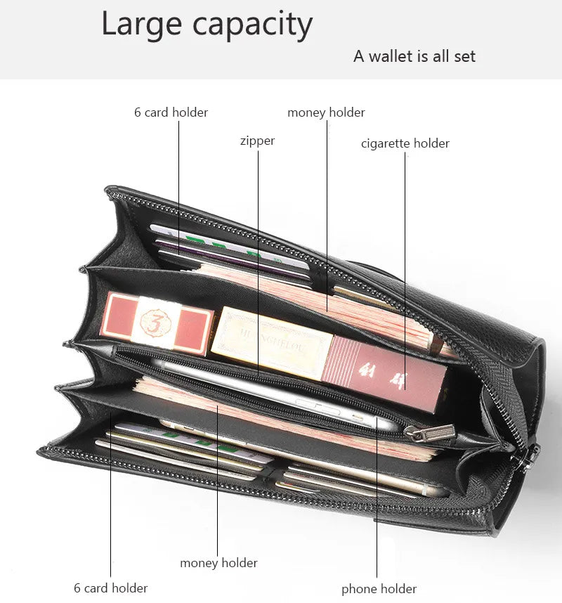 Baellerry Large Capacity PU Leather Men Clutch Bag with Handle