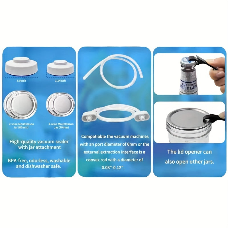 1set Electric Mason Jar Vacuum Sealer Kit - Handheld Food Vacuum Saver for Storage