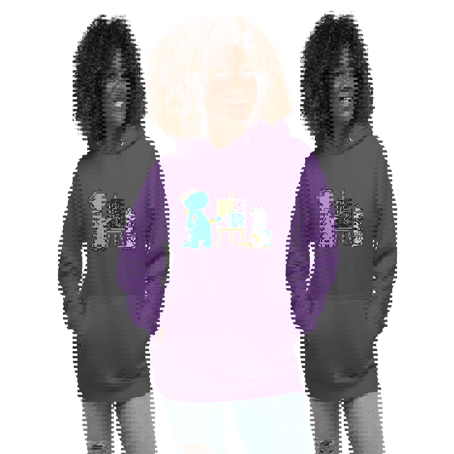 Artist Painting Fuck Hoodie - Comfort-Fitted Cotton Blend