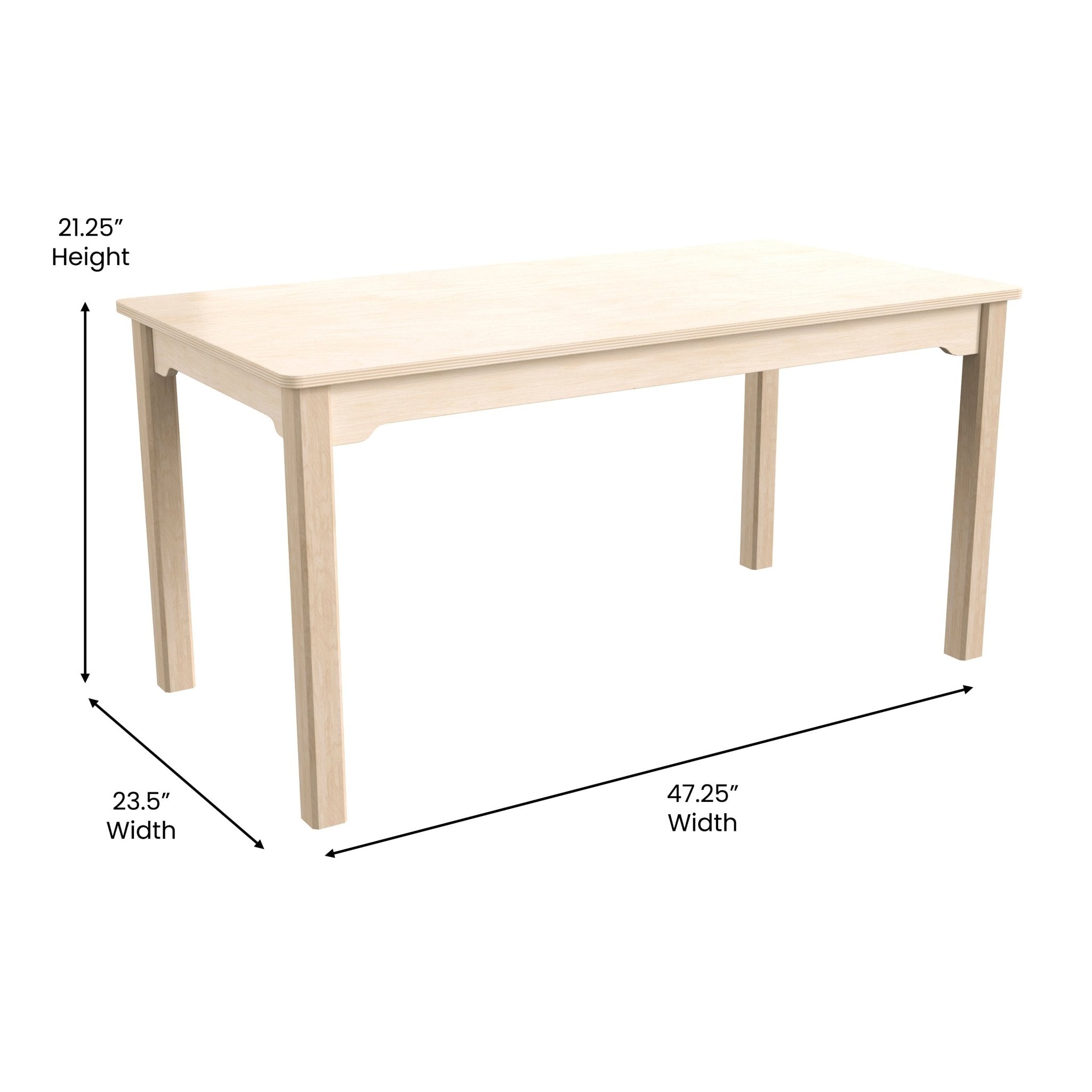 Bright Beginnings Commercial Grade Wooden Preschool Activity Table, Beech (23.5W x 47.25D x 21.25H)