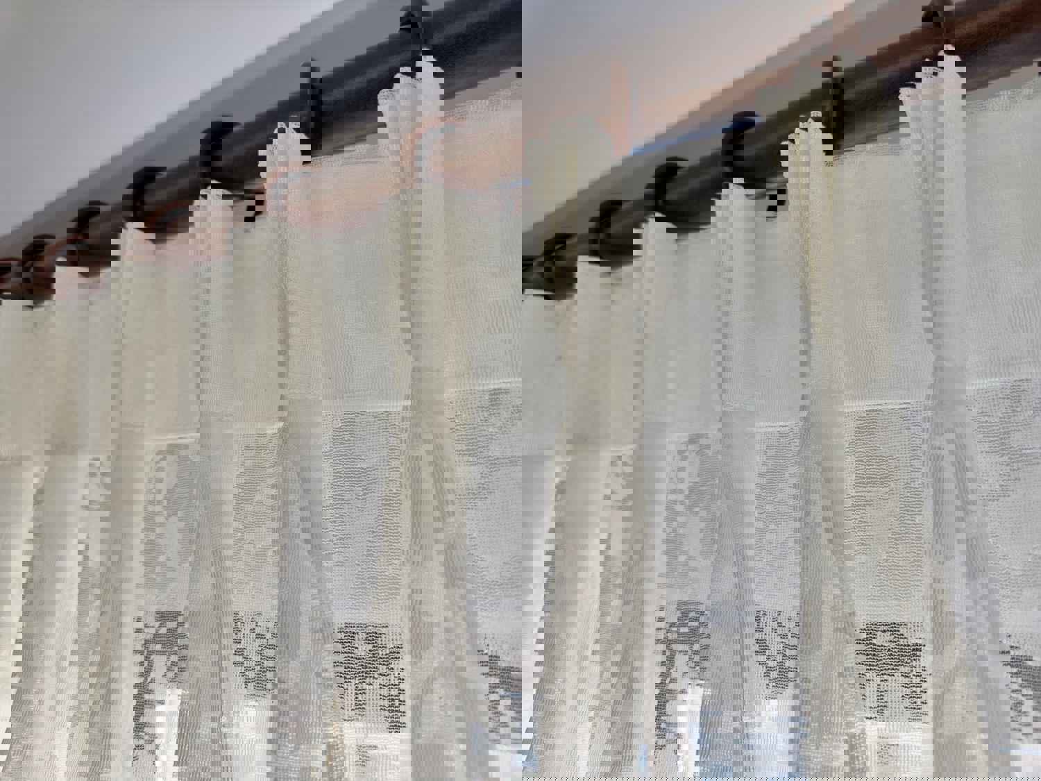 Triple French Pleated Off-White Custom Paisley Floral Sheer Curtain