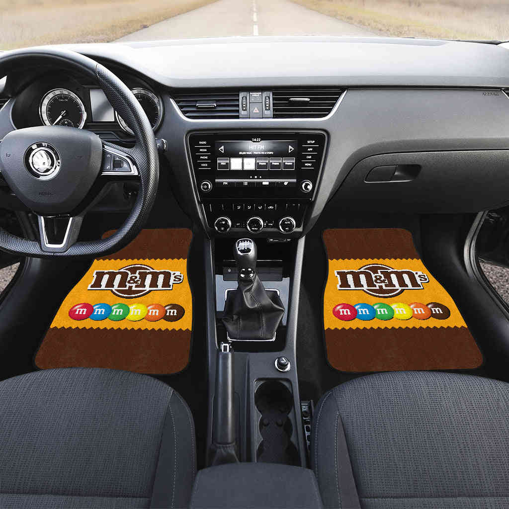 M&M Chocolate Logo Custom Car Floor Mats - Front & Back Set