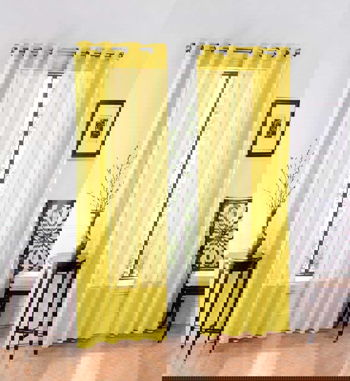 2 Piece Set Window Sheer Curtains Grommet Panels 54 X 84 Total 108 X 84