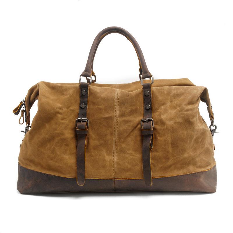 Men's Waxed Canvas Weekender Travel Overnight Bag